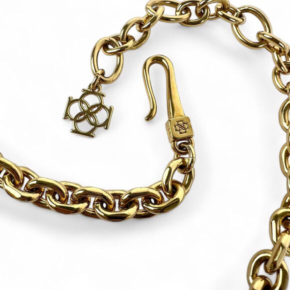 Ann Taylor Necklace Large Yellow Rhinestones Gray Twisted Satin Rope Gold Tone - Picture 9 of 10